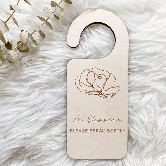 Engraved In Session Please Be Quiet Sign, In Session Sign, In Session Door Handle Sign, Yoga In Session Sign, Wellness Decor, Vertical Door